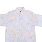 RUDNICK Mens White & Pastel Abstract Pattern Shirt M Cotton Blend Casual Summer