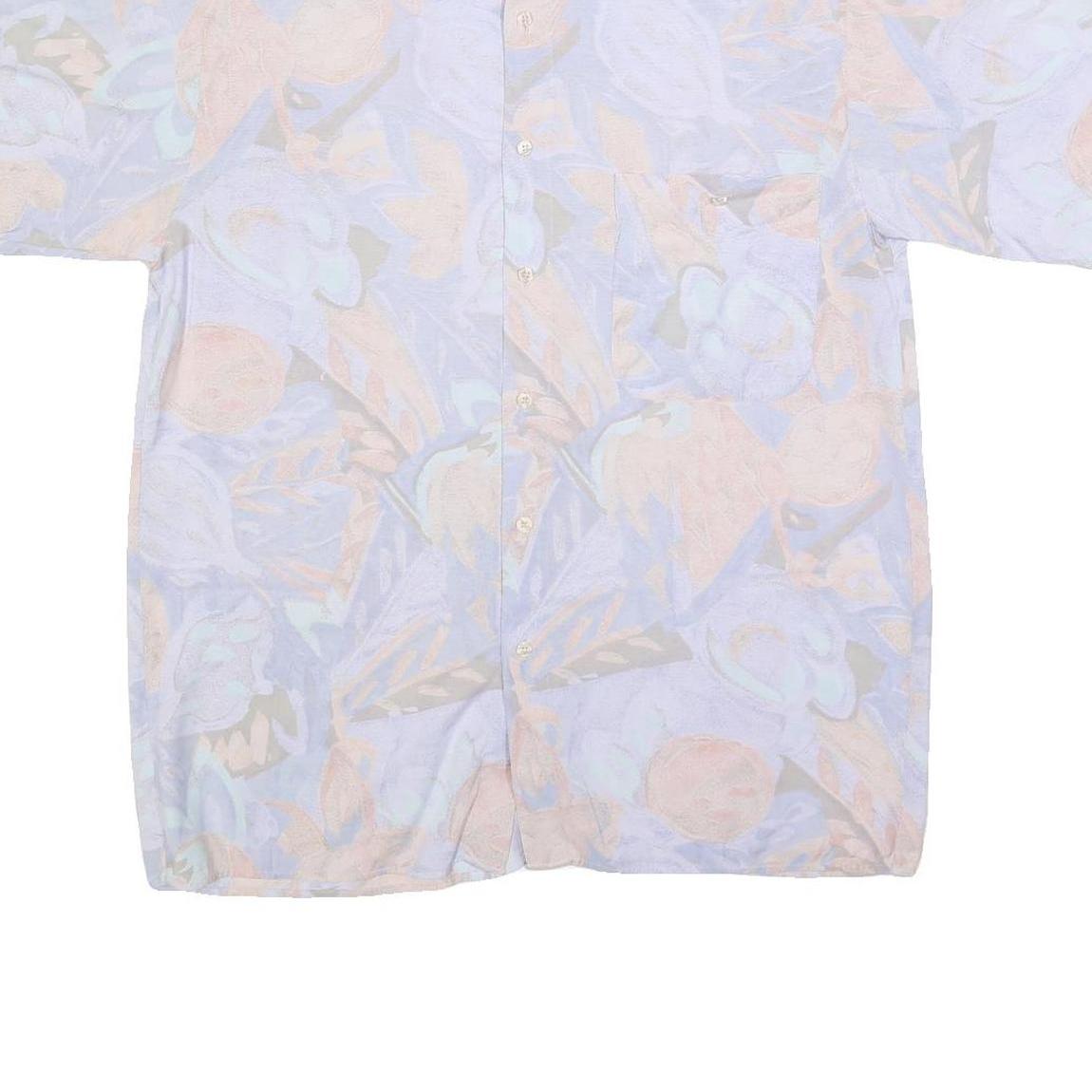 RUDNICK Mens White & Pastel Abstract Pattern Shirt M Cotton Blend Casual Summer
