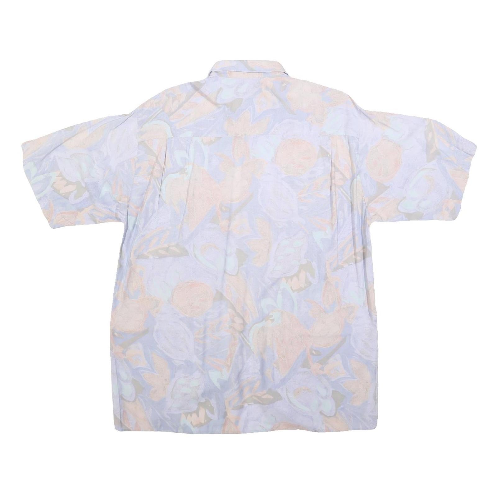 RUDNICK Mens White & Pastel Abstract Pattern Shirt M Cotton Blend Casual Summer