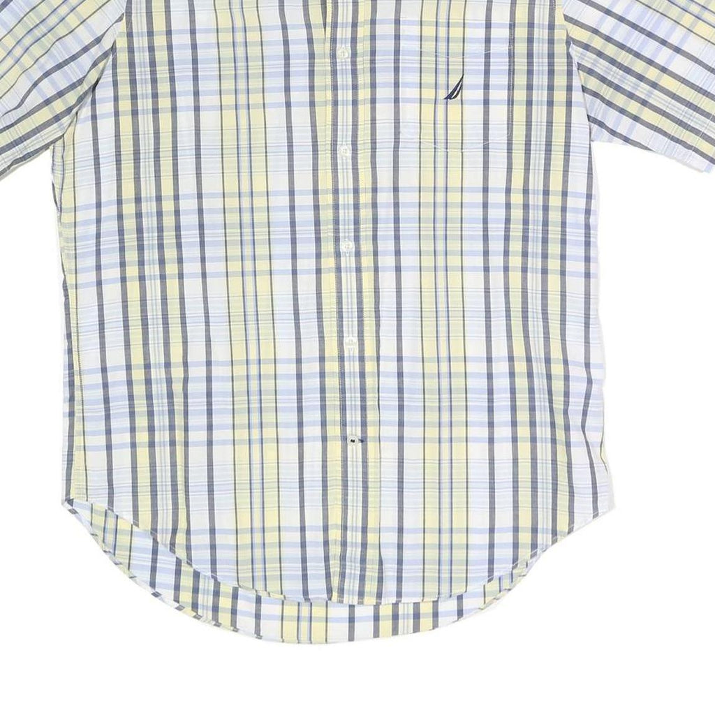 NAUTICA Mens Blue & Yellow Check Shirt M Cotton Blend Casual Smart