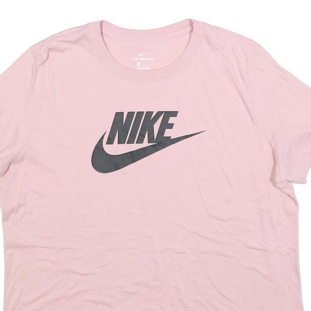 NIKE Womens Pink XL T-Shirt Short Sleeve Crew Neck Cotton Blend Logo Print