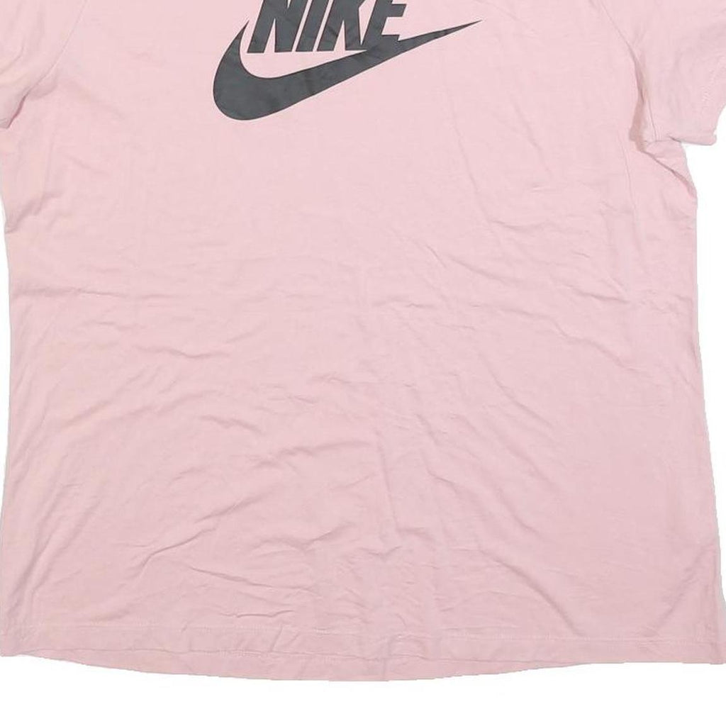 NIKE Womens Pink XL T-Shirt Short Sleeve Crew Neck Cotton Blend Logo Print