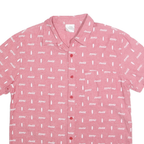 COCA COLA Mens Red & White Printed Cotton Shirt M Button Short Sleeve Casual