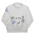 Mens Grey Pullover Sweatshirt L Collar Casual Print Design