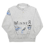 Mens Grey Pullover Sweatshirt L Collar Casual Print Design