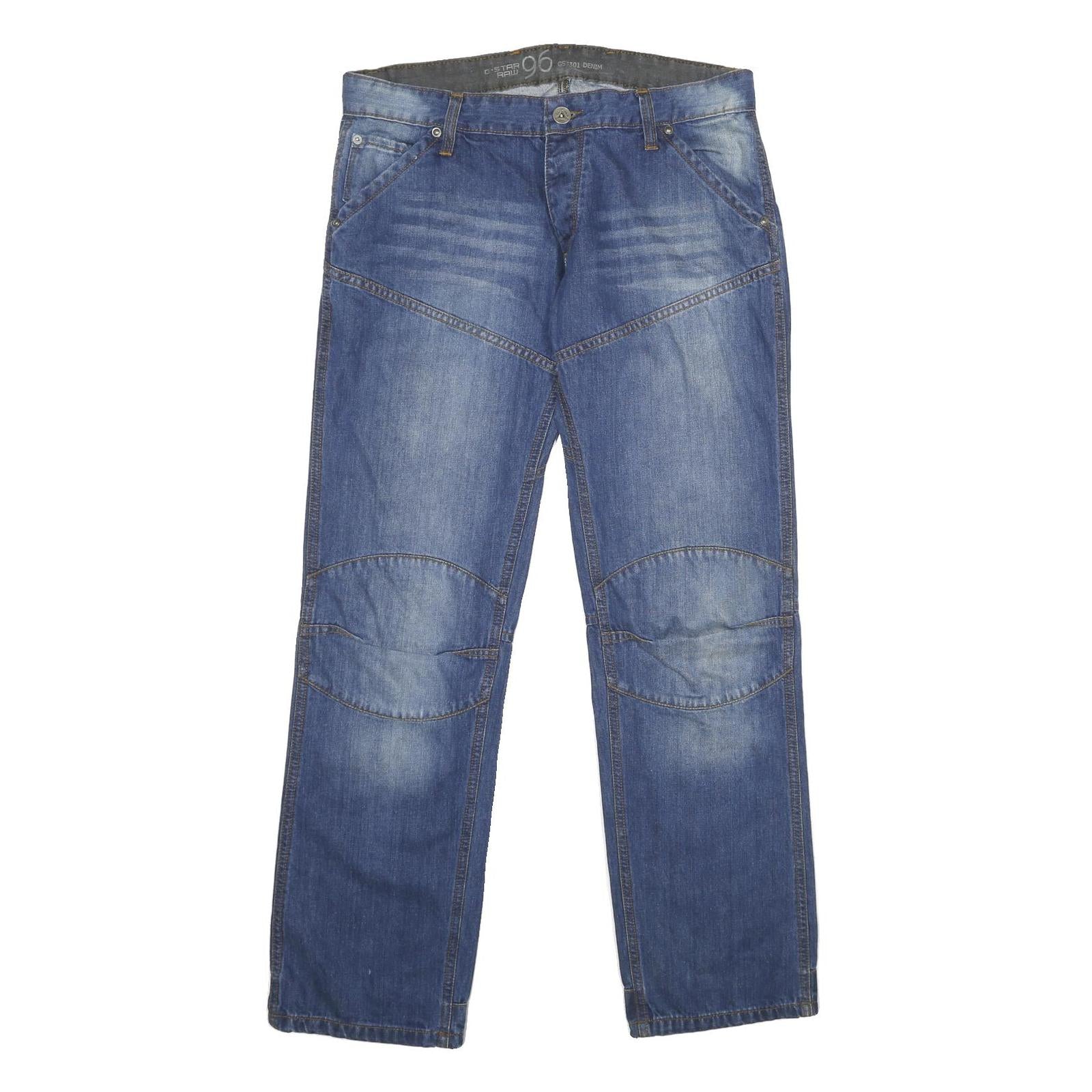 G-STAR Mens Jeans Blue Regular Straight Denim Medium W34 L32 96 Patch