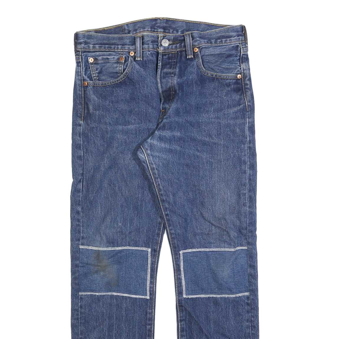 LEVI'S 501 Mens Jeans Blue Regular Straight Denim Medium W30 L30 Classic Button