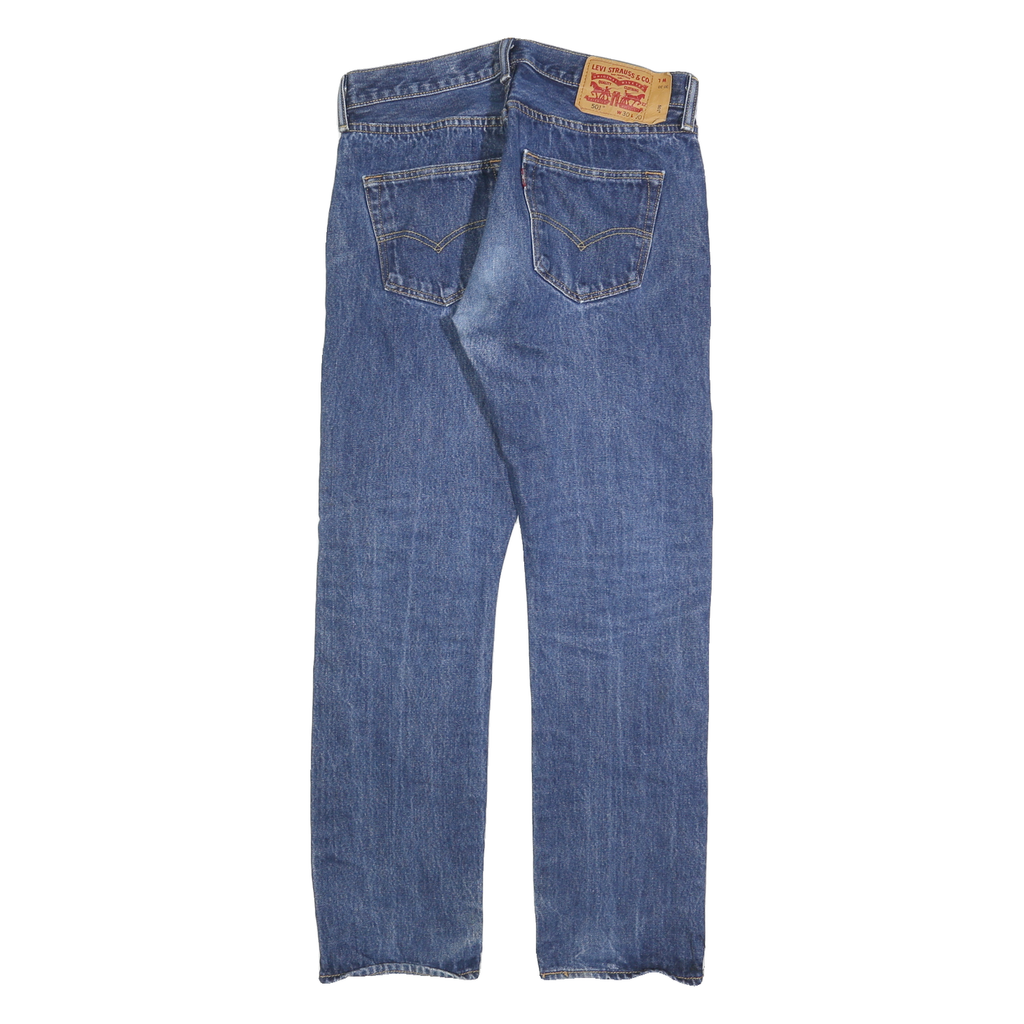 LEVI'S 501 Mens Jeans Blue Regular Straight Denim Medium W30 L30 Classic Button