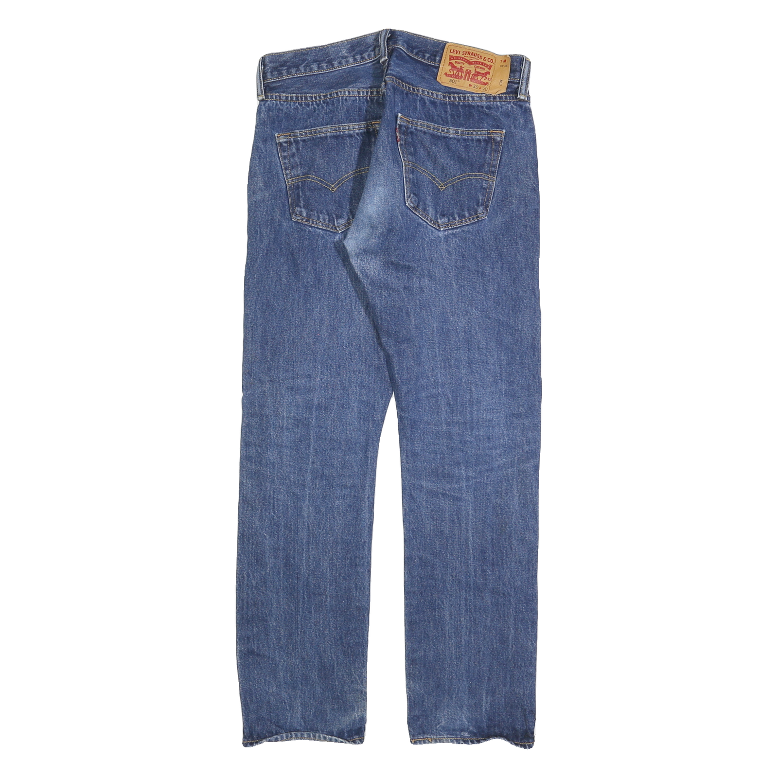 LEVI'S 501 Mens Jeans Blue Regular Straight Denim Medium W30 L30 Classic Button