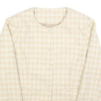 Womens Beige & Cream Checked Button Jacket L Polyester Blend Classic Tailored