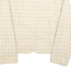 Womens Beige & Cream Checked Button Jacket L Polyester Blend Classic Tailored