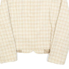 Womens Beige & Cream Checked Button Jacket L Polyester Blend Classic Tailored