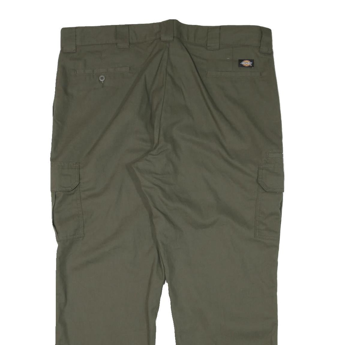 DICKIES Mens Cotton Blend Green Regular Straight Cargo Trousers W42 L30 Zip