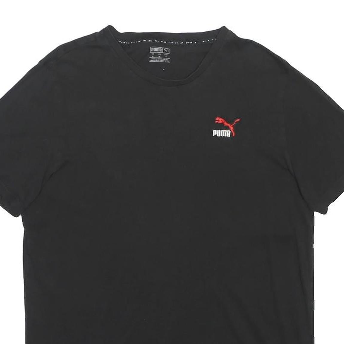 PUMA Mens Black Graphic T-Shirt M Short Sleeve Crew Neck Casual Cotton Blend