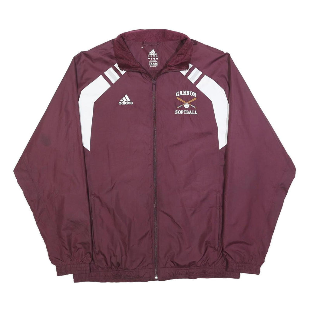 ADIDAS Mens Maroon & White Softball Team Zip Jacket S Polyester Blend Sportswear