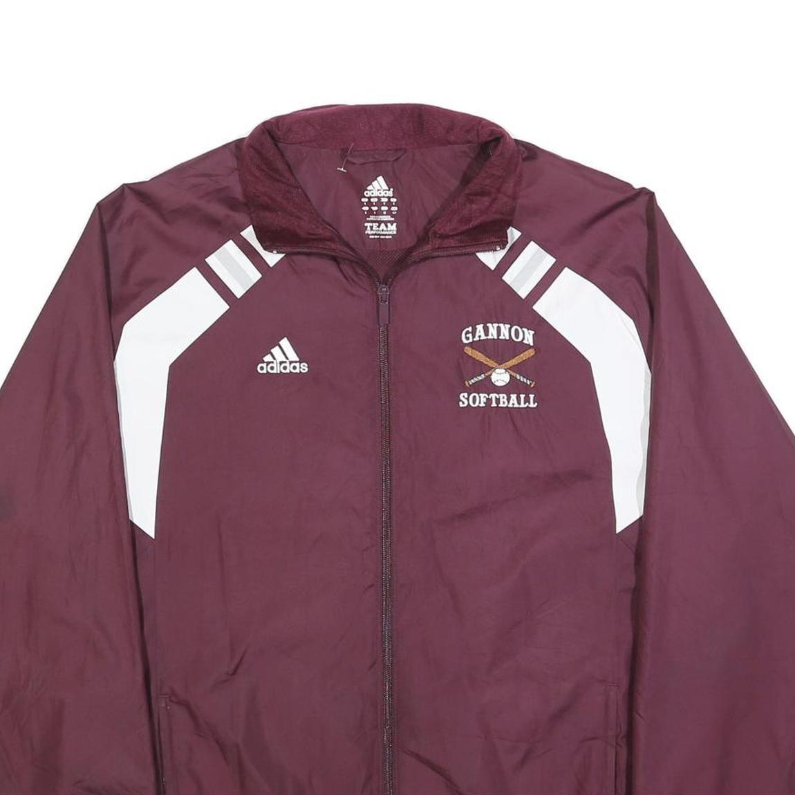 ADIDAS Mens Maroon & White Softball Team Zip Jacket S Polyester Blend Sportswear