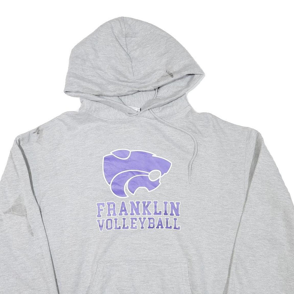 CHAMPION Mens Grey Franklin Volleyball Pullover Hoodie L Sports Logo Sweatshirt