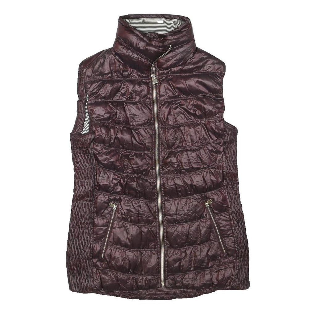 CALVIN KLEIN PERFORMANCE Womens Burgundy Quilted Gilet S Polyester Blend Zip