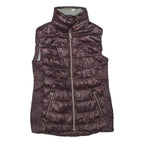 CALVIN KLEIN PERFORMANCE Womens Burgundy Quilted Gilet S Polyester Blend Zip