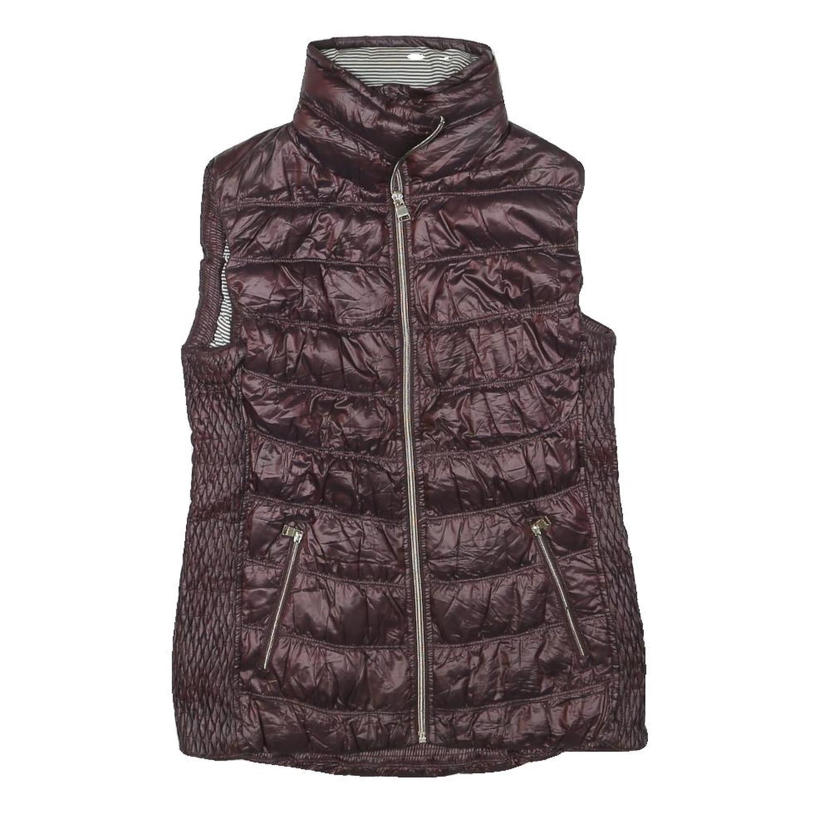 CALVIN KLEIN PERFORMANCE Womens Burgundy Quilted Gilet S Polyester Blend Zip