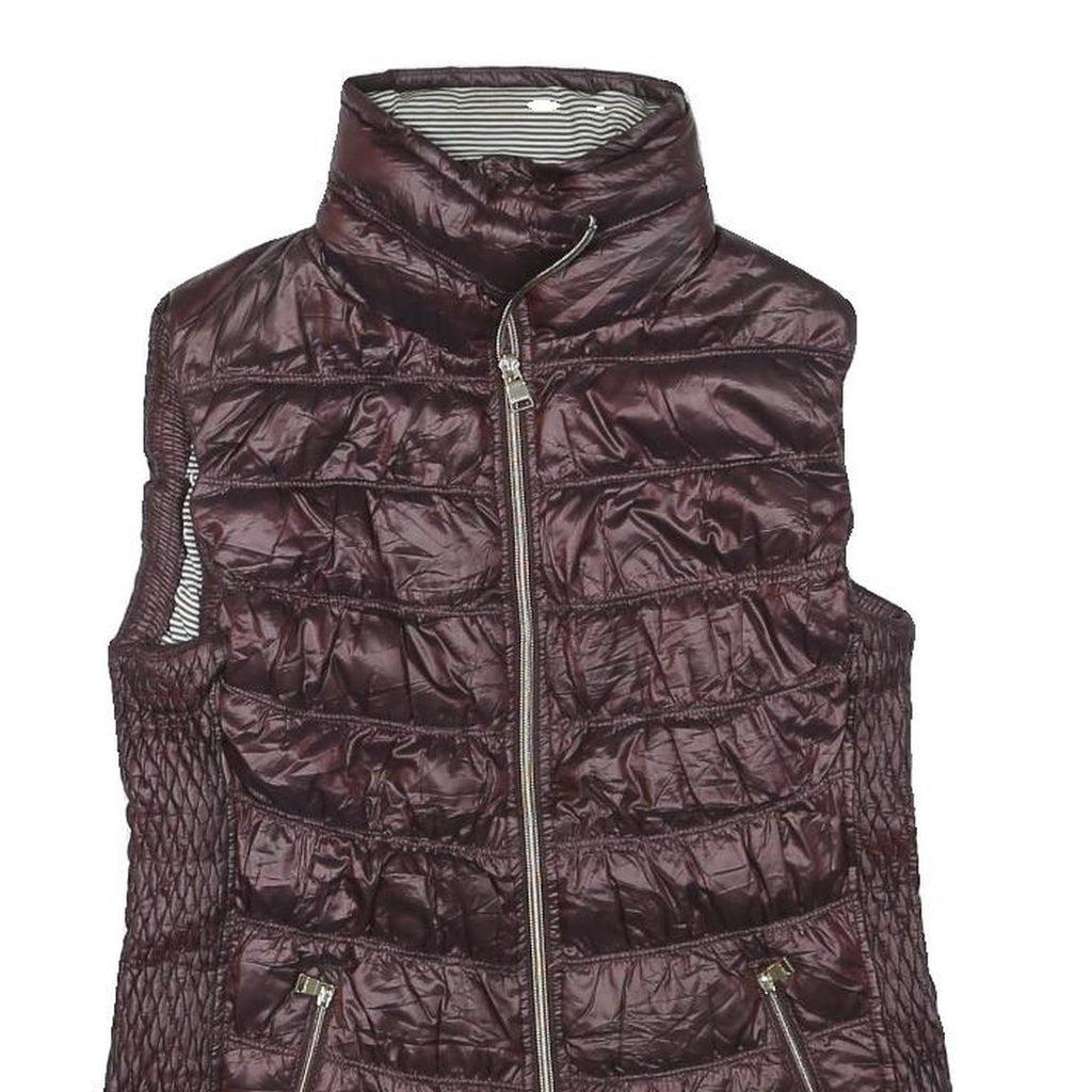CALVIN KLEIN PERFORMANCE Womens Burgundy Quilted Gilet S Polyester Blend Zip