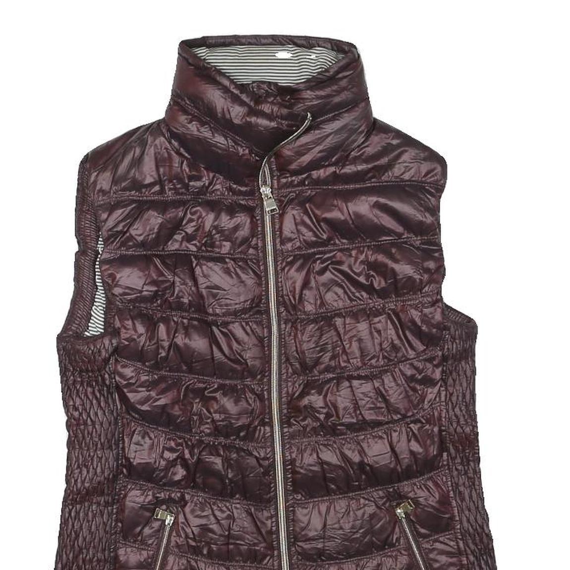 CALVIN KLEIN PERFORMANCE Womens Burgundy Quilted Gilet S Polyester Blend Zip
