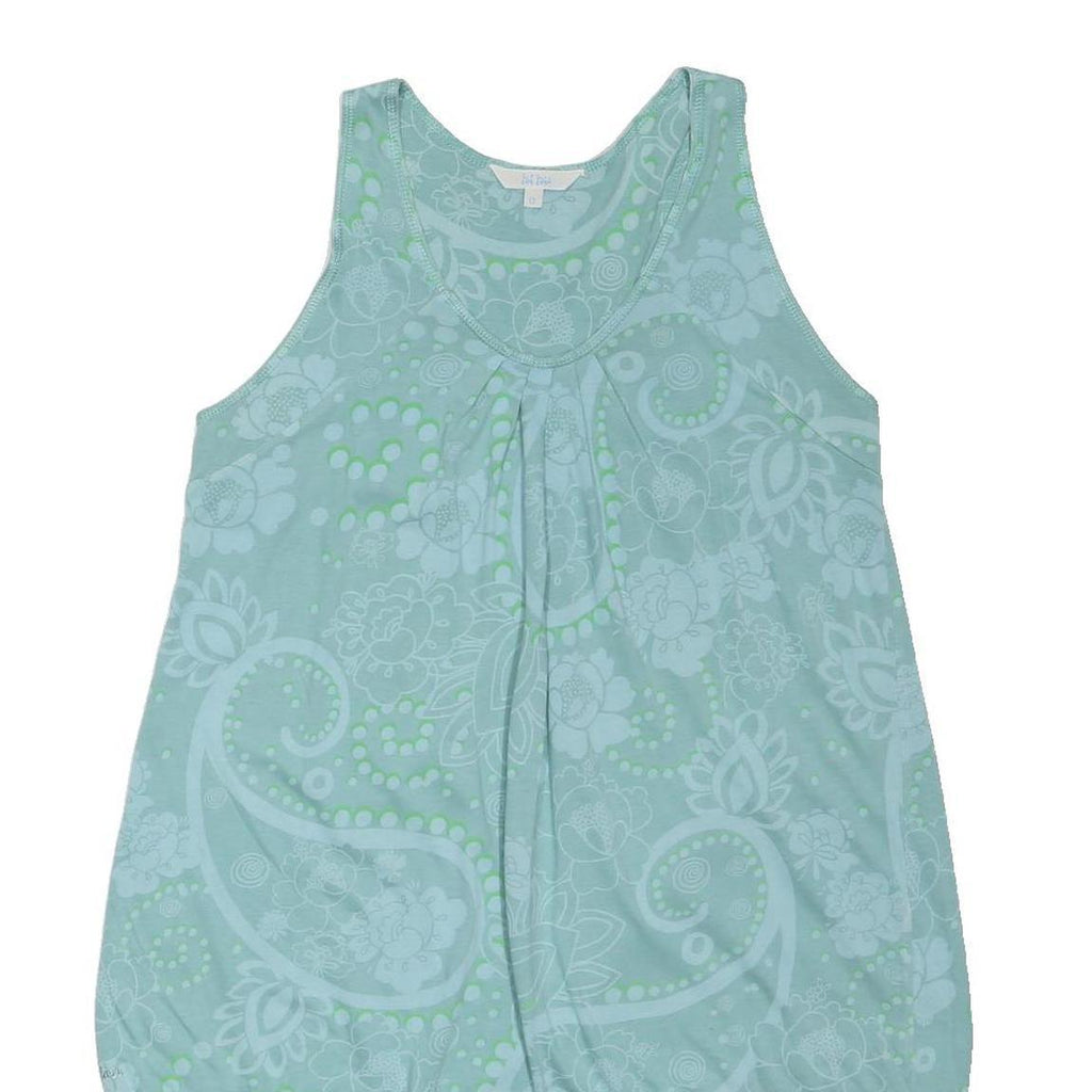 FAT FACE Womens Green Printed Sleeveless Scoop Neck Top UK 12 Casual Summer