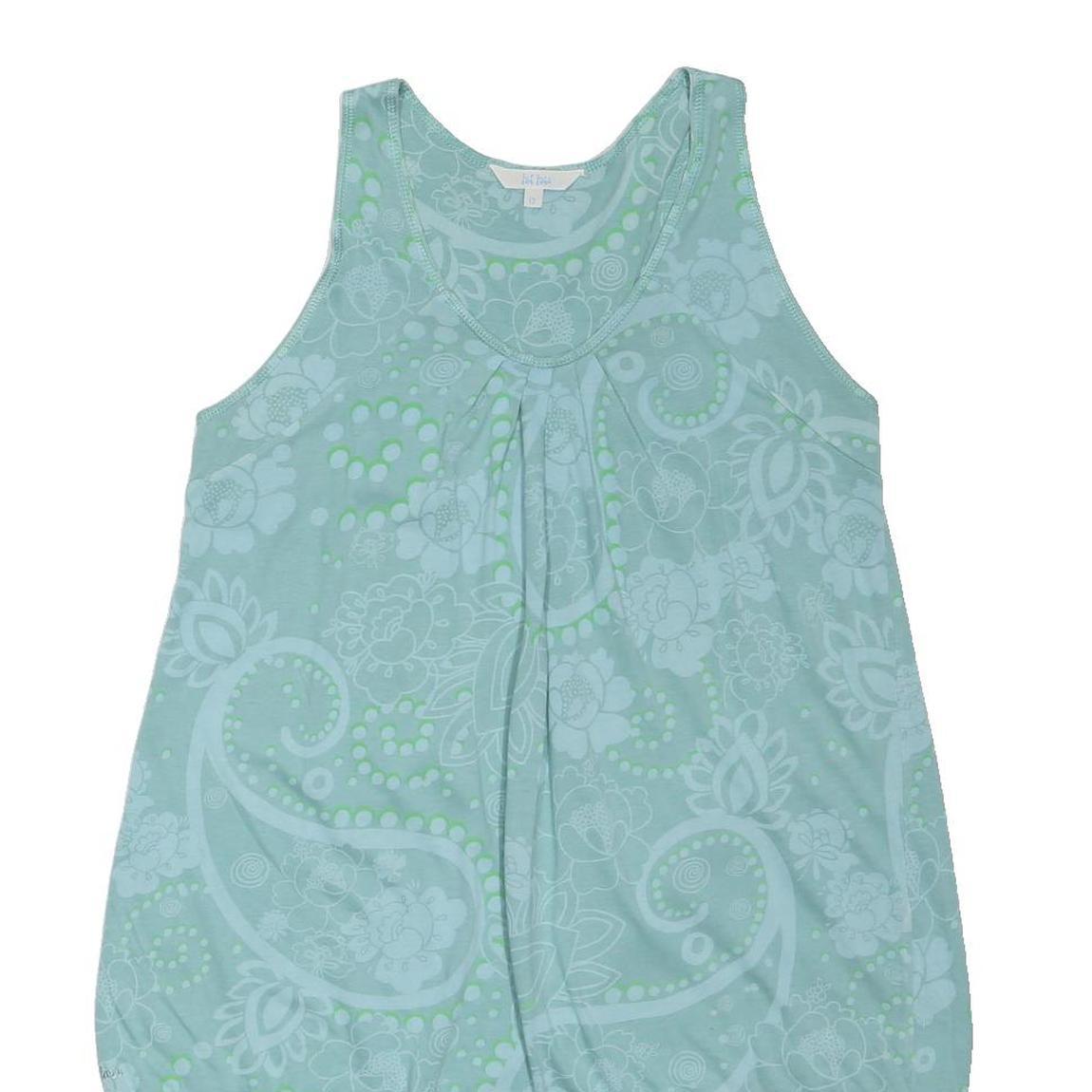 FAT FACE Womens Green Printed Sleeveless Scoop Neck Top UK 12 Casual Summer