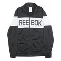 REEBOK Mens Black & White Track Jacket M Polyester Zip Plain Sports Casual