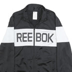 REEBOK Mens Black & White Track Jacket M Polyester Zip Plain Sports Casual