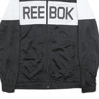 REEBOK Mens Black & White Track Jacket M Polyester Zip Plain Sports Casual