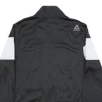 REEBOK Mens Black & White Track Jacket M Polyester Zip Plain Sports Casual