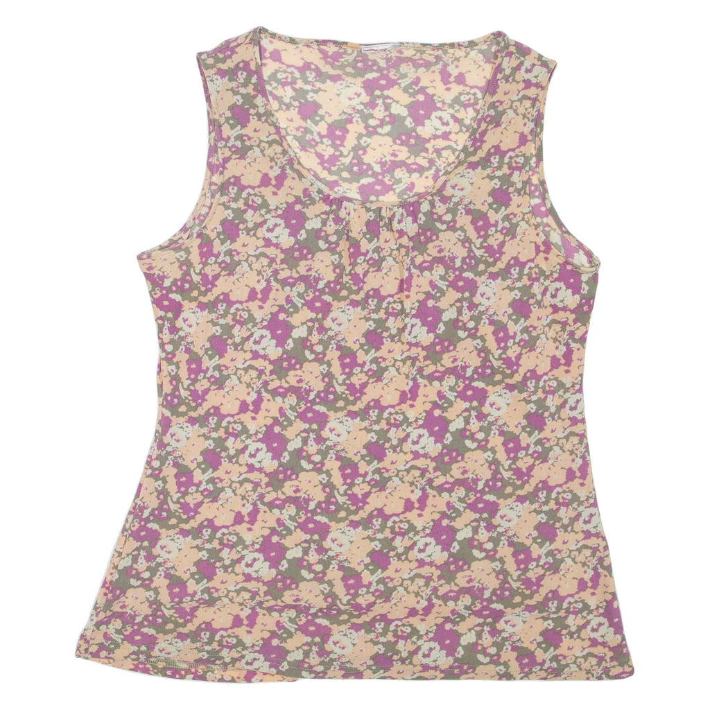 Womens Printed Top Purple Sleeveless Floral L