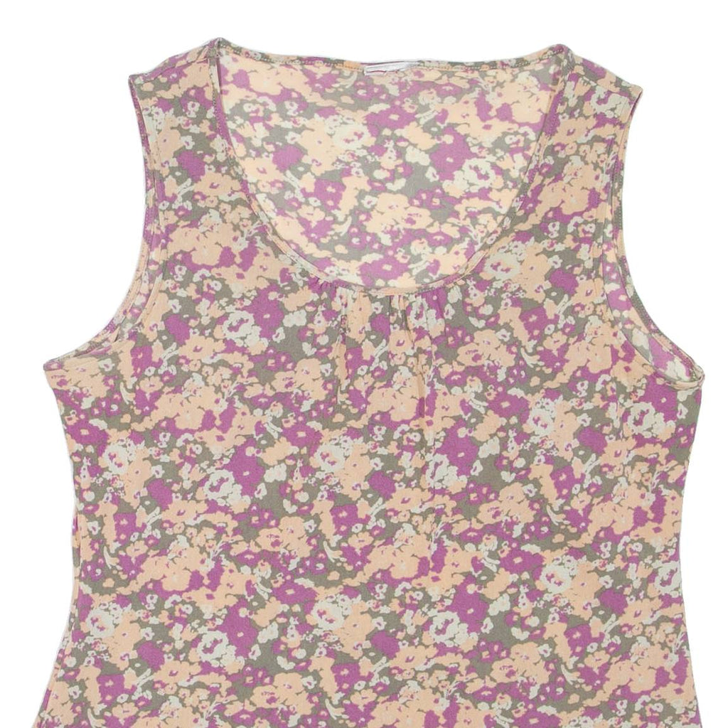 Womens Printed Top Purple Sleeveless Floral L