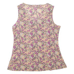 Womens Printed Top Purple Sleeveless Floral L