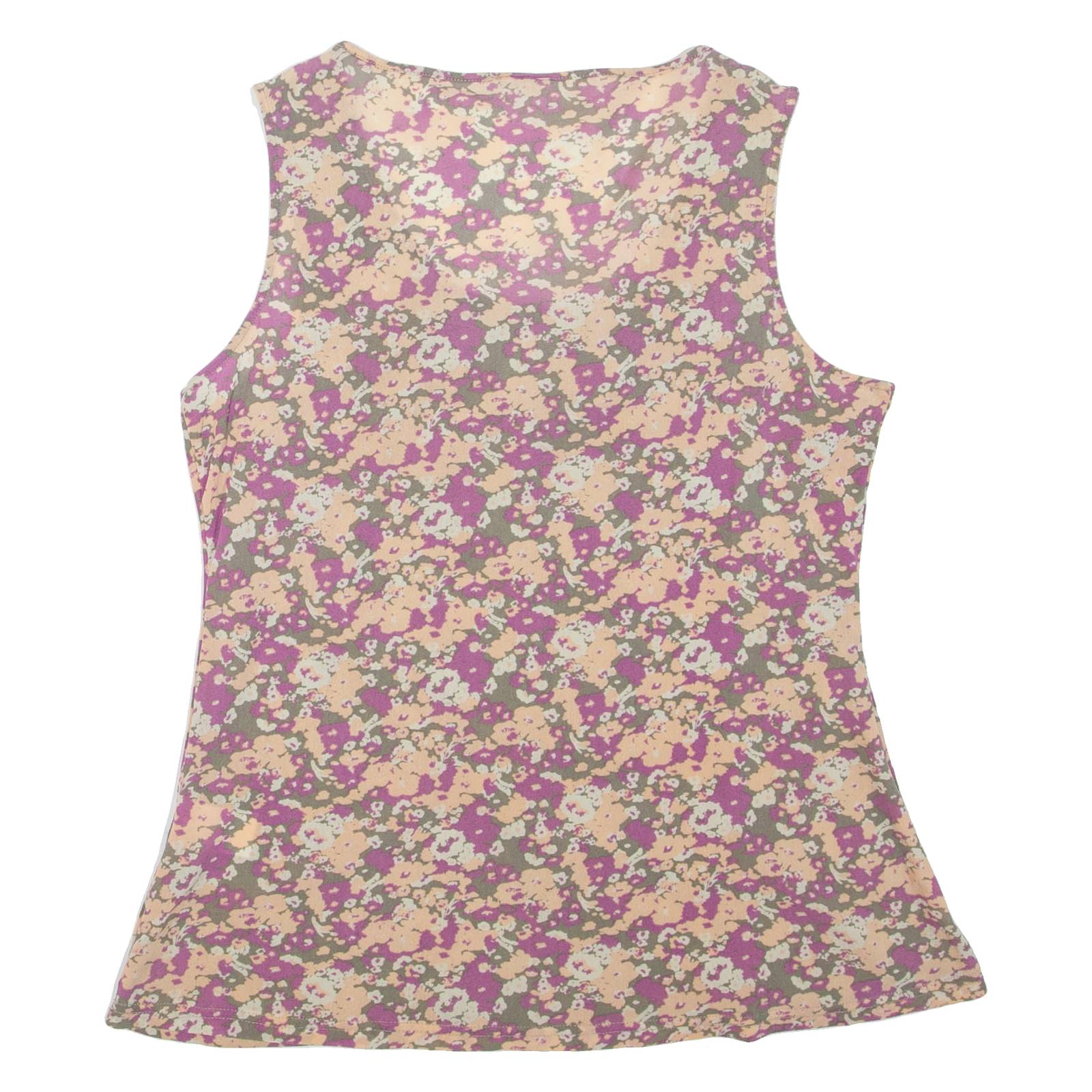Womens Printed Top Purple Sleeveless Floral L
