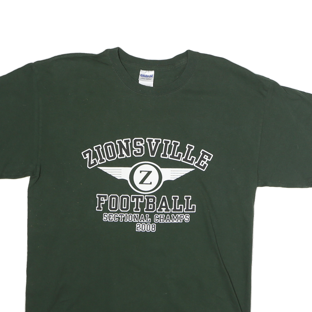 GILDAN Mens Green Zionsville Football Sectional Champs 2008 Graphic T-Shirt L