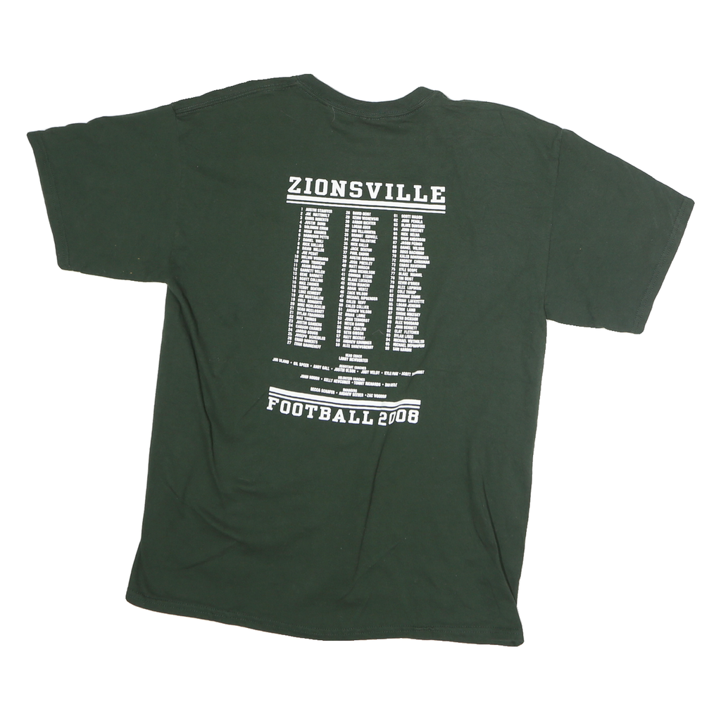 GILDAN Mens Green Zionsville Football Sectional Champs 2008 Graphic T-Shirt L