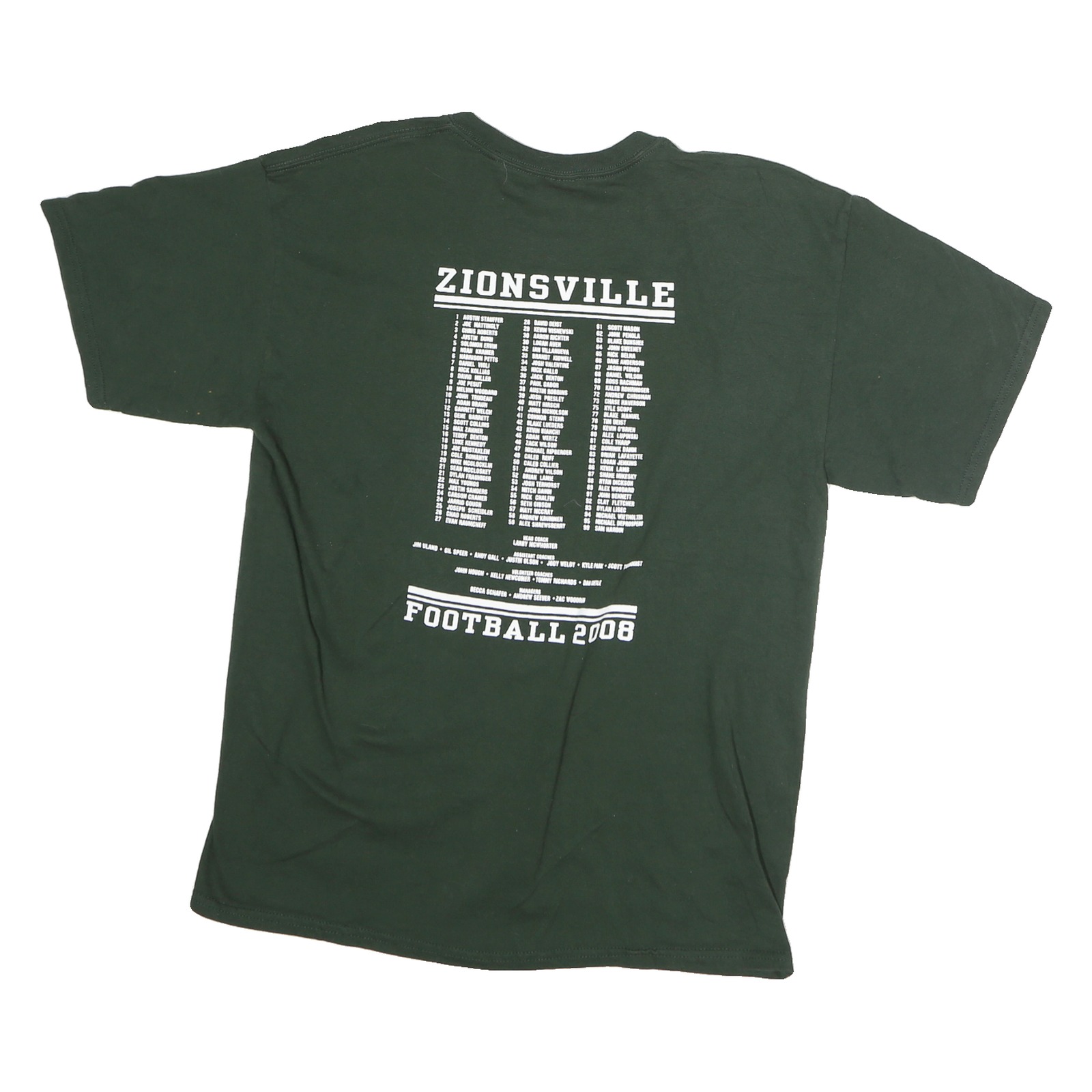 GILDAN Mens Green Zionsville Football Sectional Champs 2008 Graphic T-Shirt L