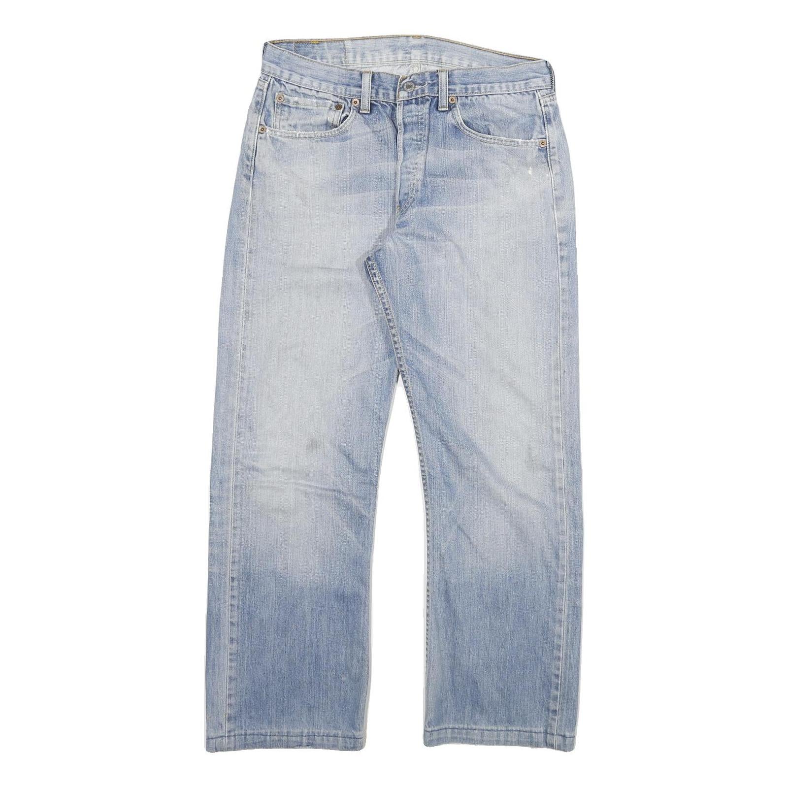 LEVI'S 501 Mens Light Blue Regular Straight Denim Stone Wash Jeans W31 L27