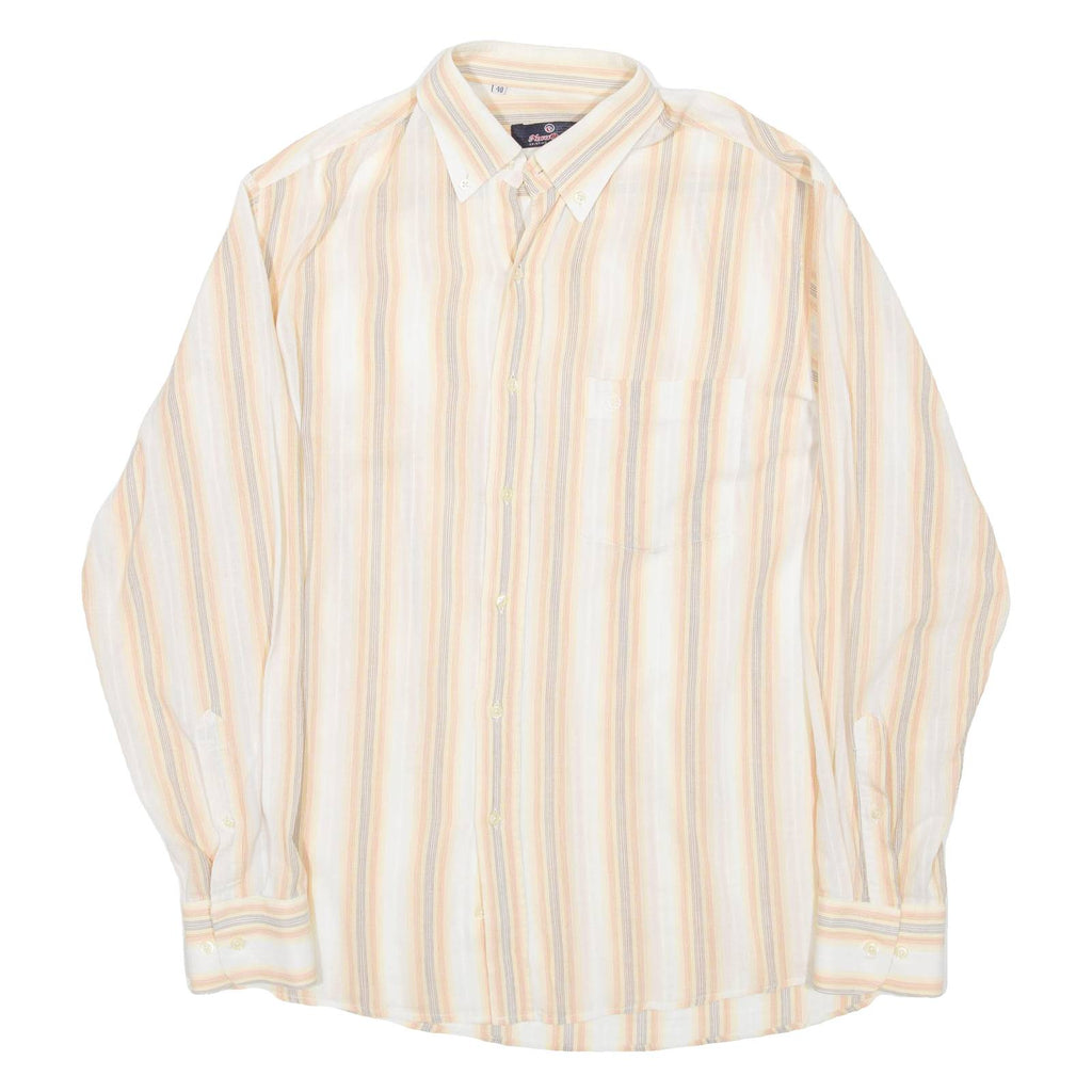 NOVA ONDA Mens Shirt Beige Striped Long Sleeve M