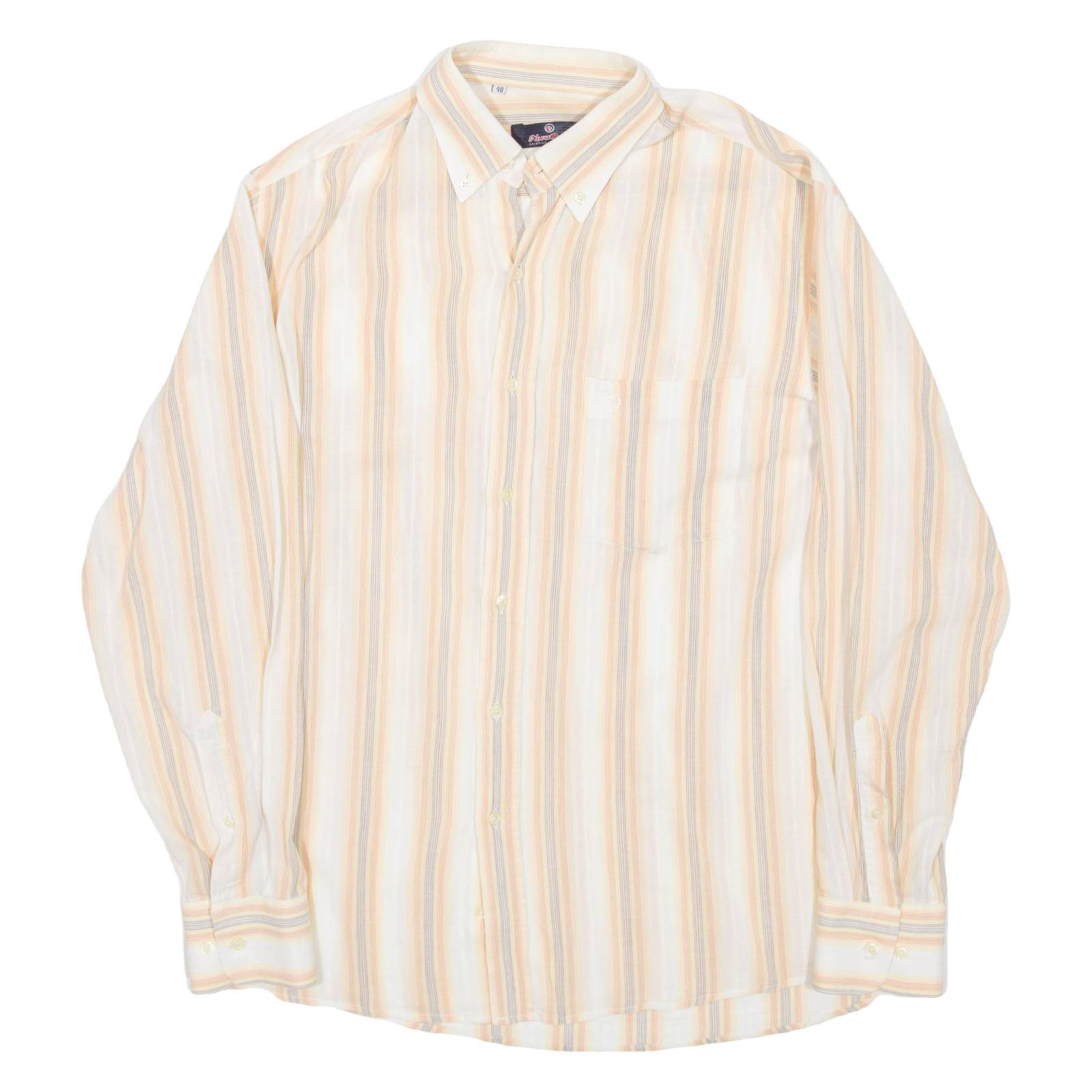 NOVA ONDA Mens Shirt Beige Striped Long Sleeve M