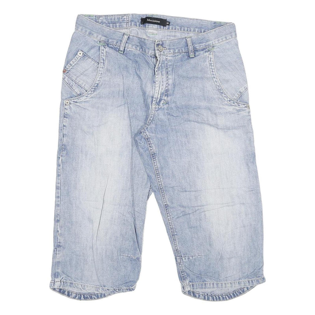 MATINIQUE Mens Denim Blue Casual Shorts XL W34 Cotton Blend Comfortable Fit