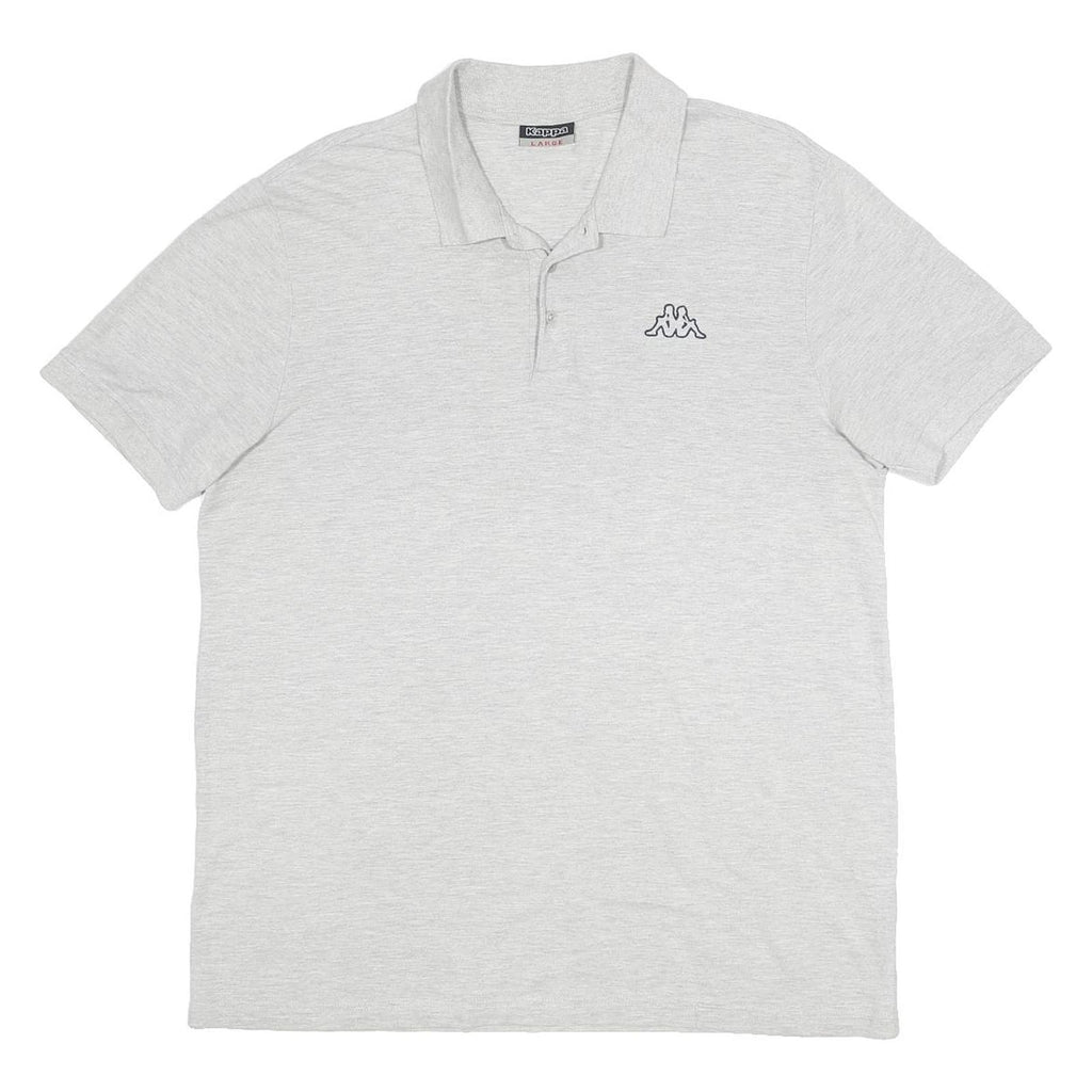 KAPPA Mens Grey Polo Shirt Short Sleeve Plain L Cotton Blend Casual Classic