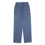 Womens Relaxed Blue Denim Jeans Patchwork Cotton Blend W28 L34 Zip Closure