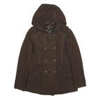 MISS SIXTY Y2K Womens Brown Wool Blend Hooded Button Jacket M Woven Stylish