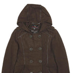 MISS SIXTY Y2K Womens Brown Wool Blend Hooded Button Jacket M Woven Stylish