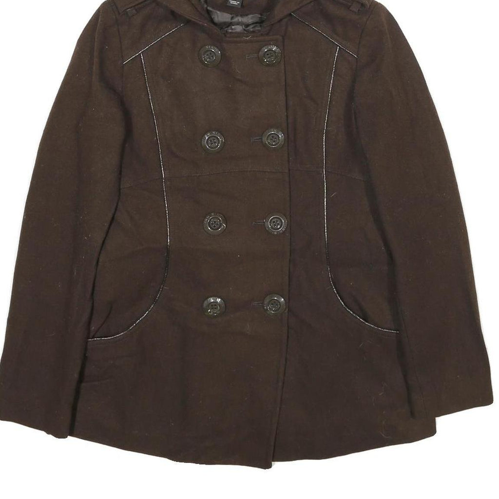 MISS SIXTY Y2K Womens Brown Wool Blend Hooded Button Jacket M Woven Stylish