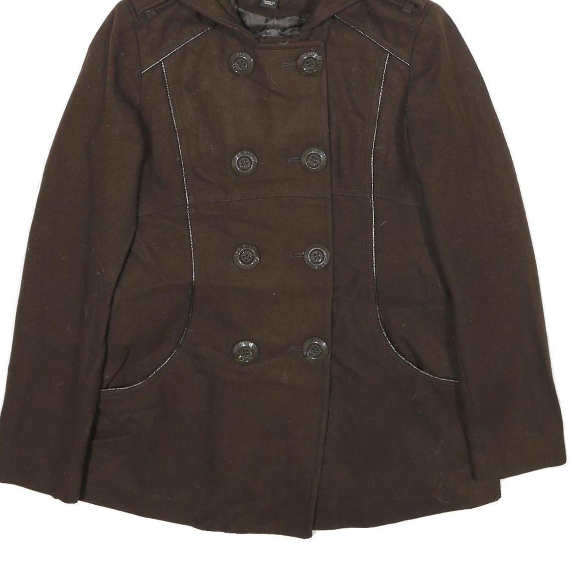 MISS SIXTY Y2K Womens Brown Wool Blend Hooded Button Jacket M Woven Stylish