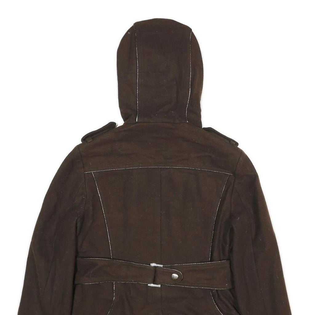 MISS SIXTY Y2K Womens Brown Wool Blend Hooded Button Jacket M Woven Stylish